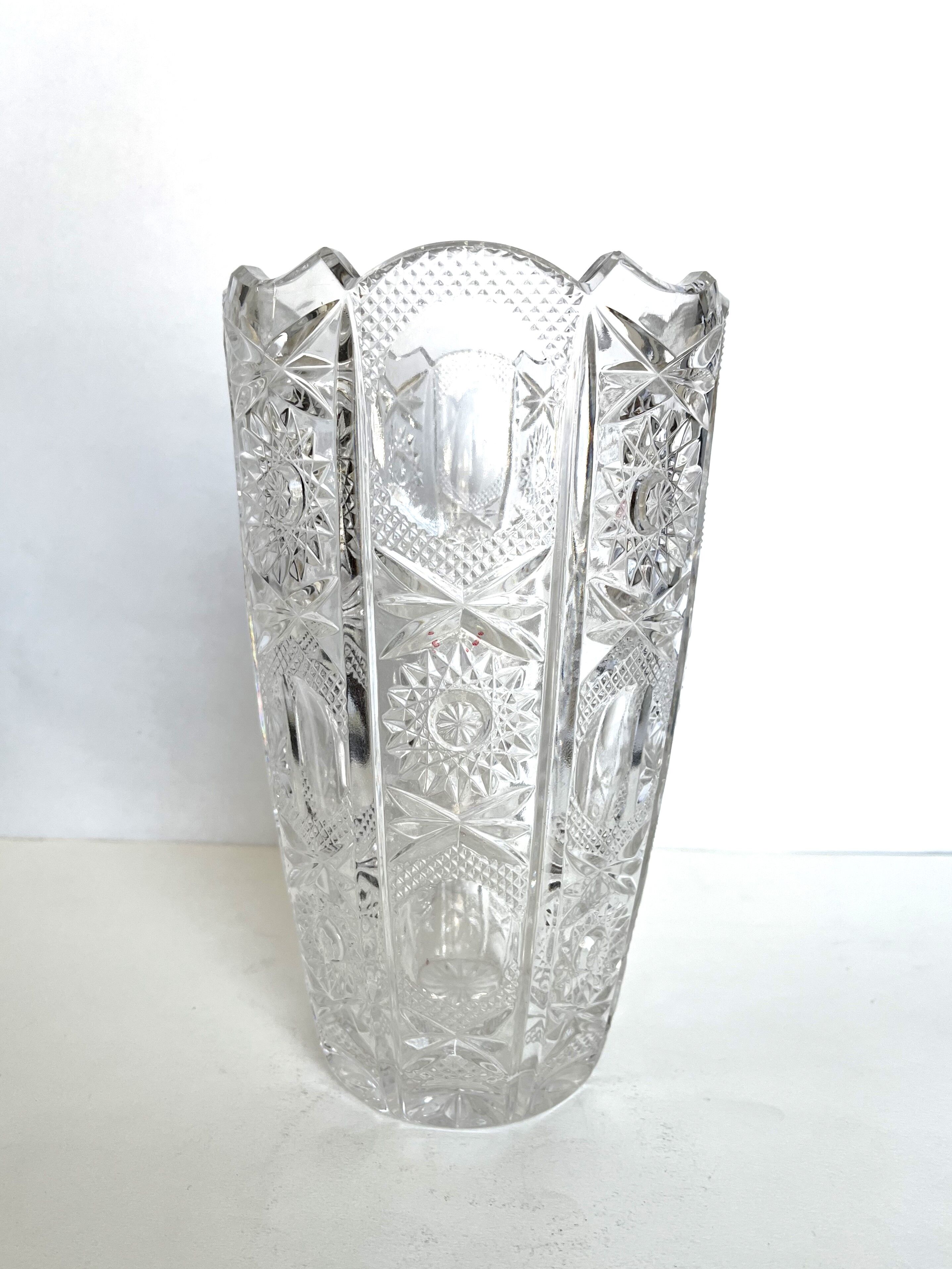 Carved crystal vase