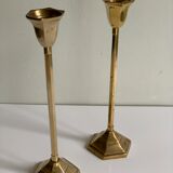 Pair of brass candle holders