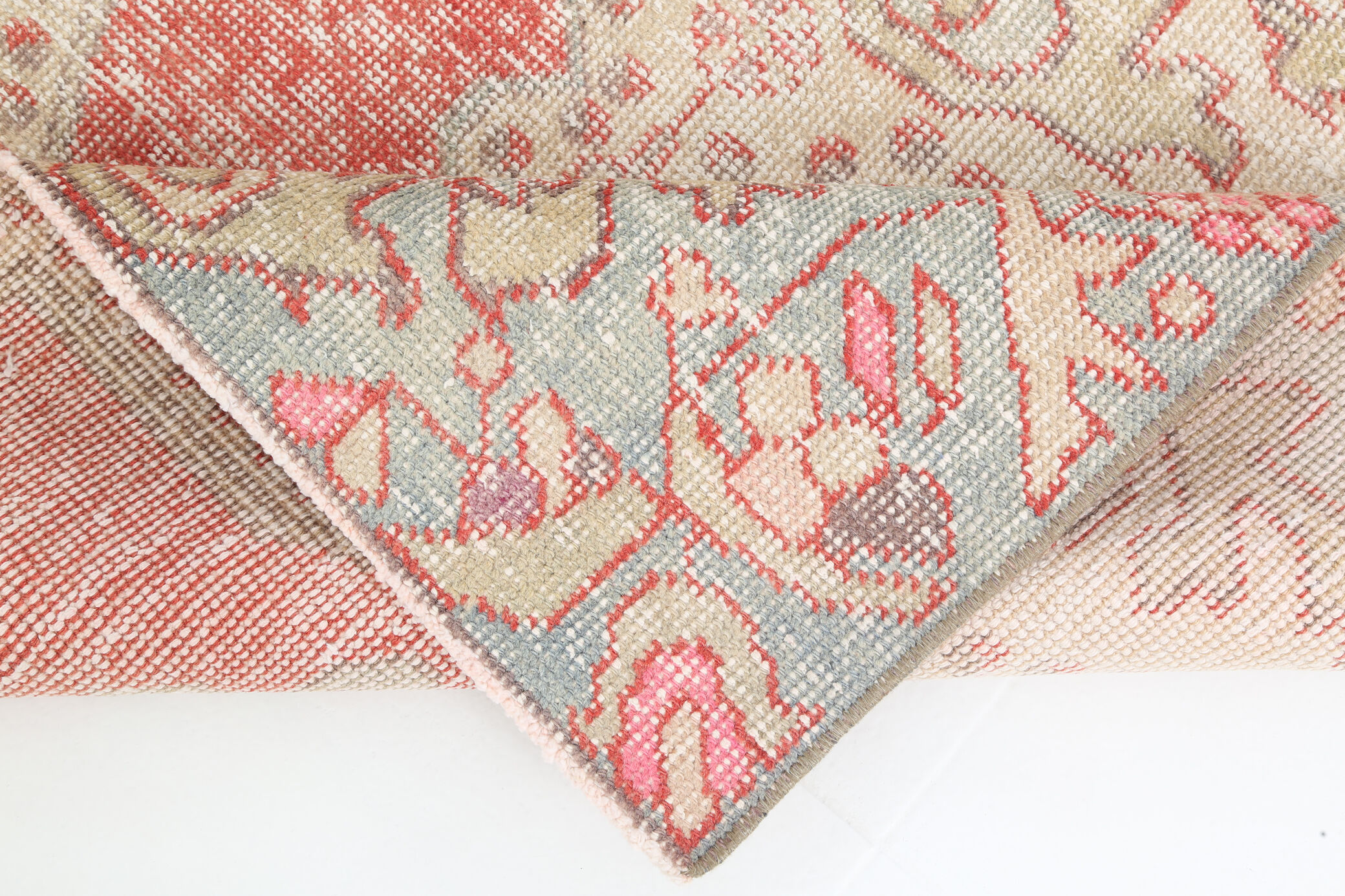 3x6 red and beige wool turkish rug 198x112cm