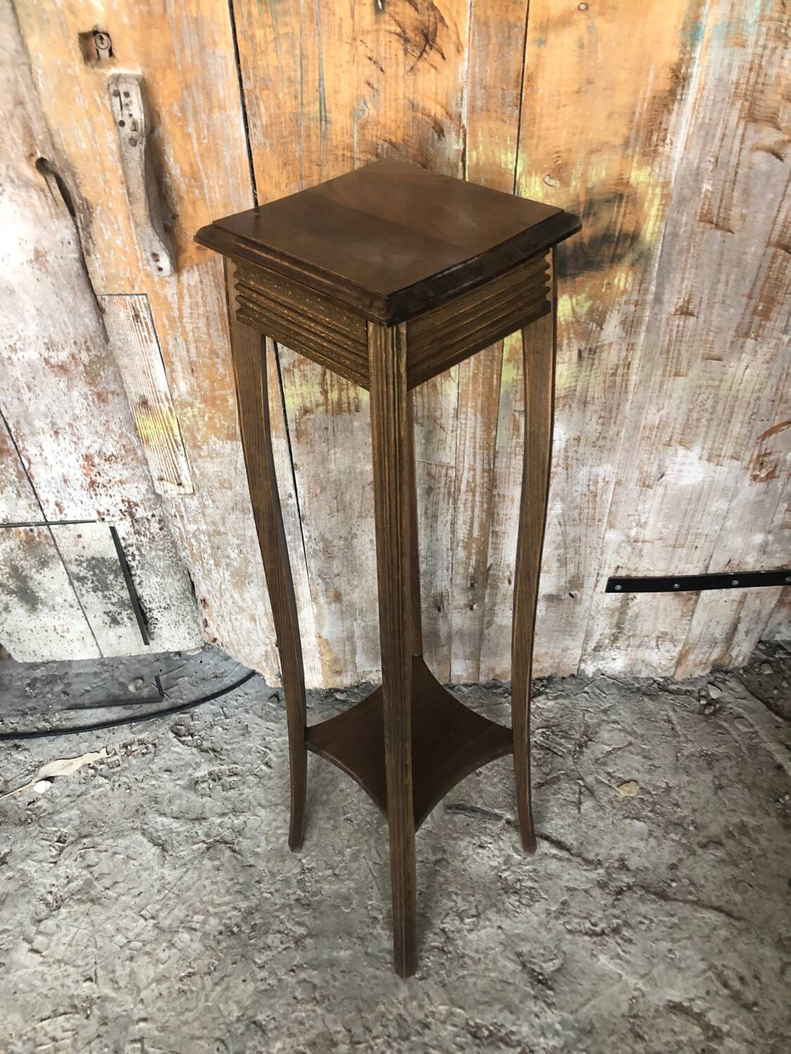 Vintage Wooden High Bolster Side Table #A605