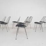 Set of 8 Mid-century wire chairs The Netherlands 1950's