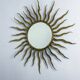 French sunburst starburst mirror in gilt iron, 1950s