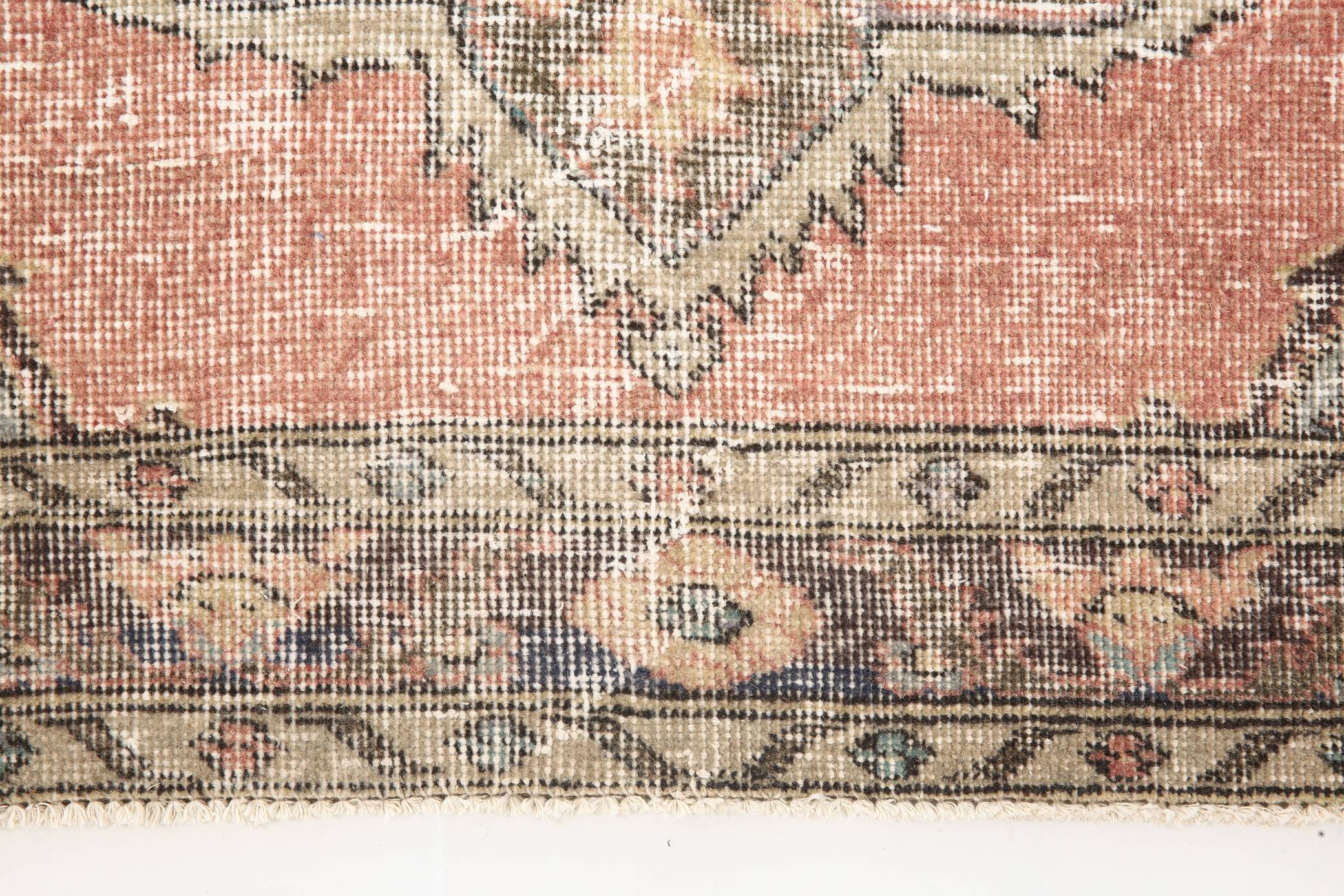 3x13 Pale Red Vintage Runner Rug, 85x388Cm