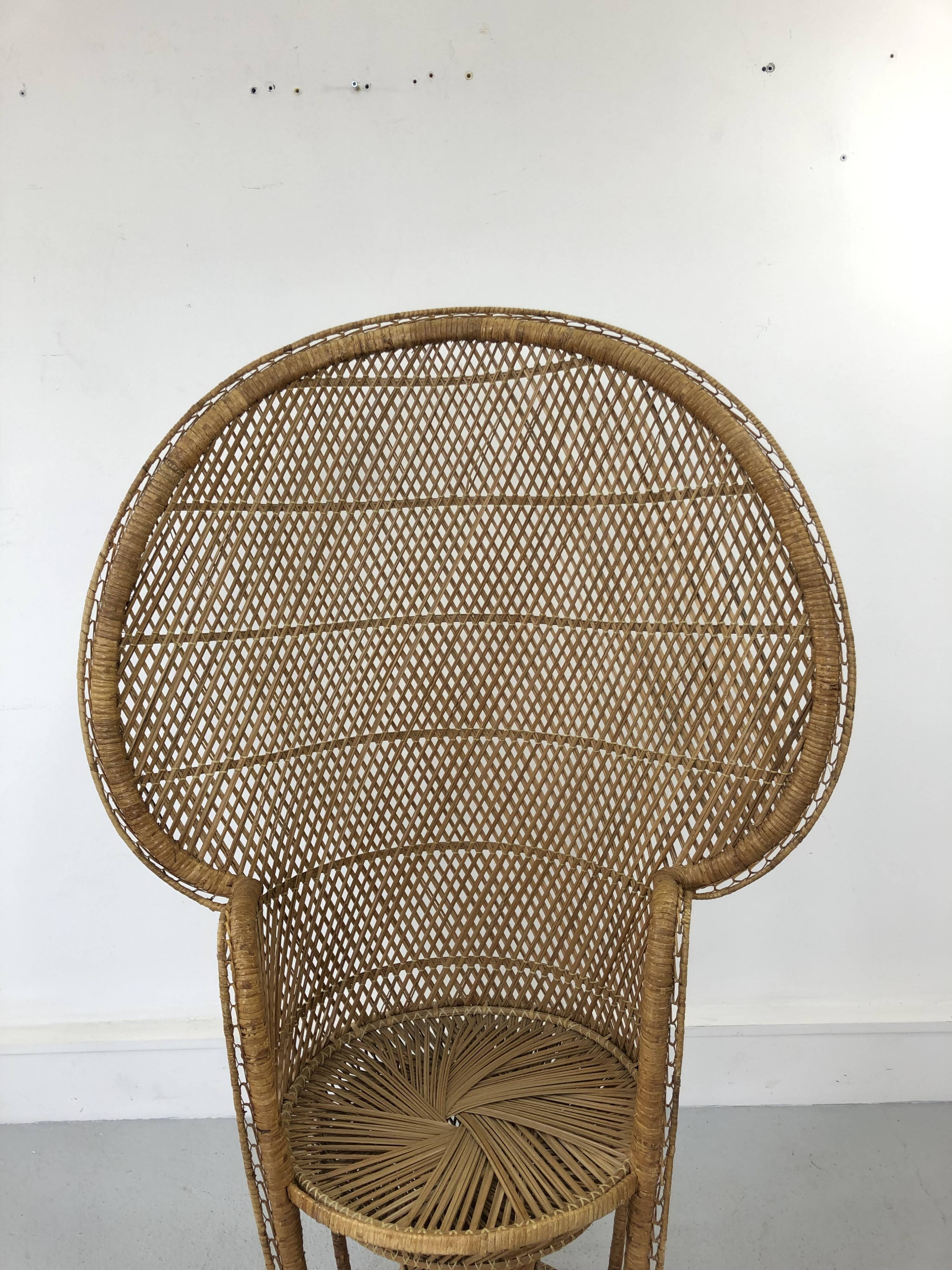Vintage rattan and wicker peacock chair