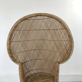 Vintage rattan and wicker peacock chair