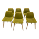 6 chaises scandinaves en velours vert, circa 1960
