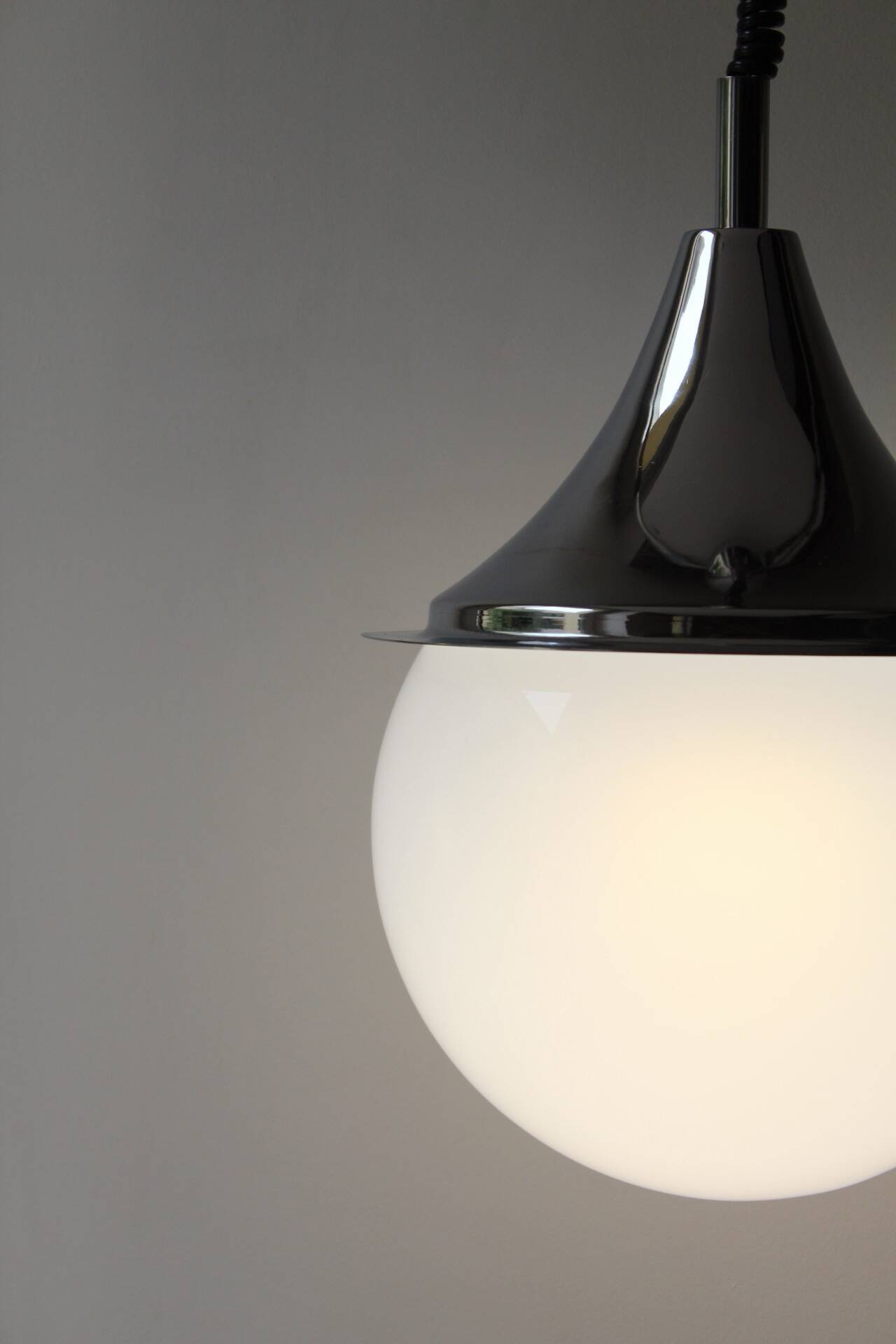 Space Age glass and chrome ball pendant light