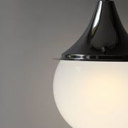 Space age glass and chrome ball suspension