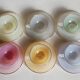 Six vintage iridescent pastel arcopal opaline cups