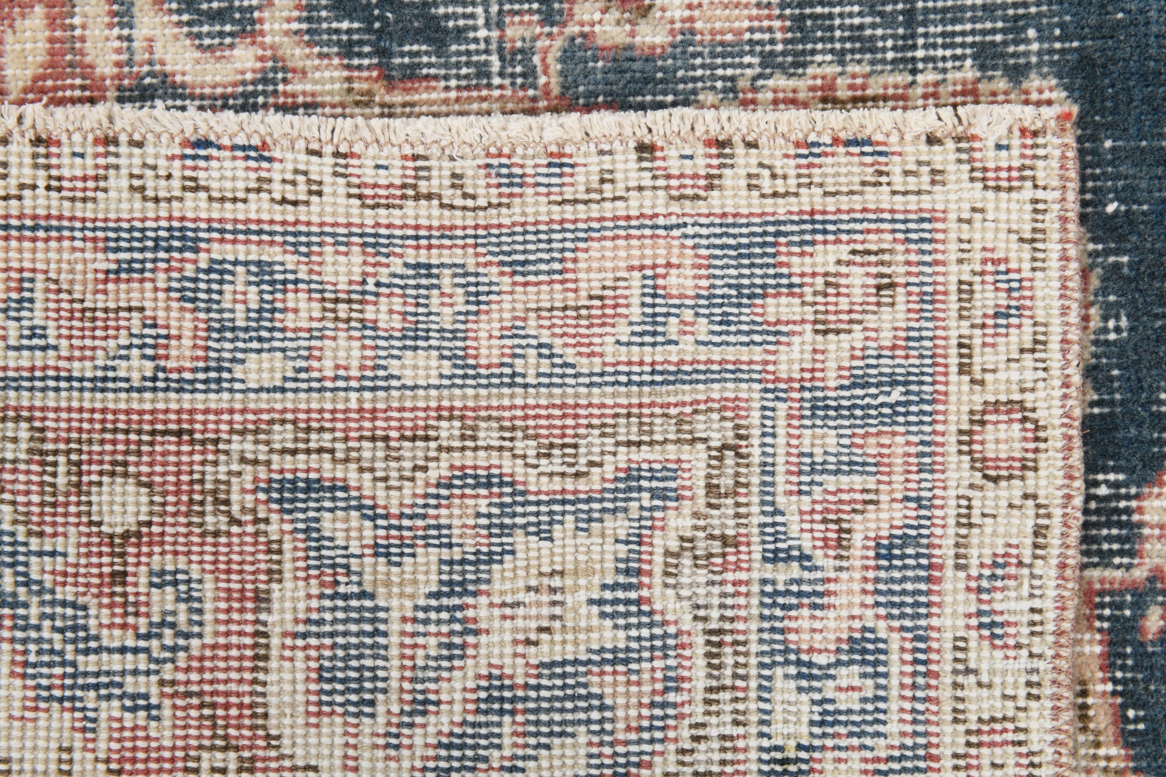 Faded Navy Blue Classic Vintage Persian Rug, 202x323 Cm