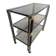 1980s Black Metal and Smoked Glass Side Table / Bar Cart Trolley