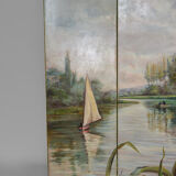 Post-impressionist painted screen by Charles Frechon, France, 1894