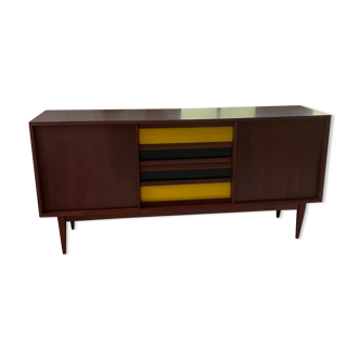 Modernist Scandinavian teak row with 4 drawers