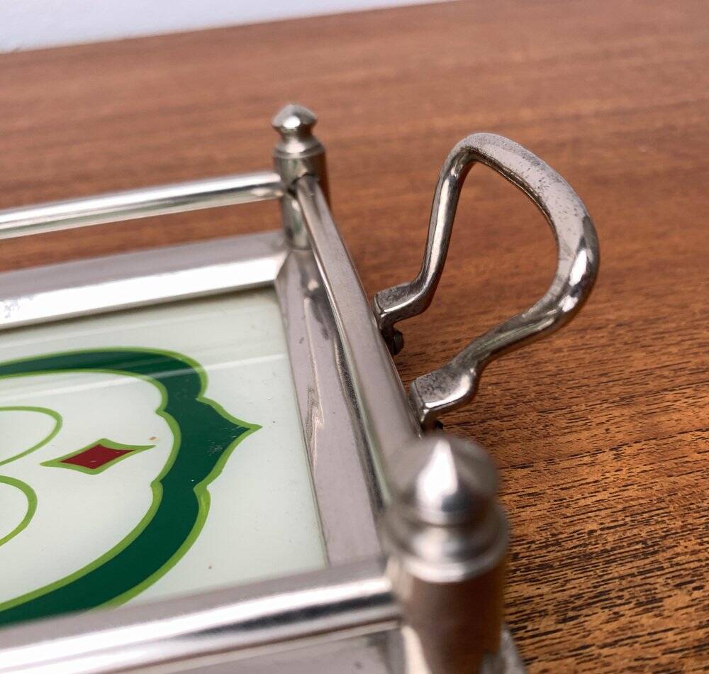 Metal and glass plateau Art Deco / Art Nouveau