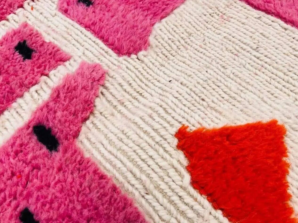 Tapis berbère tissé à la main en laine 400x300 cm rose, Maroc