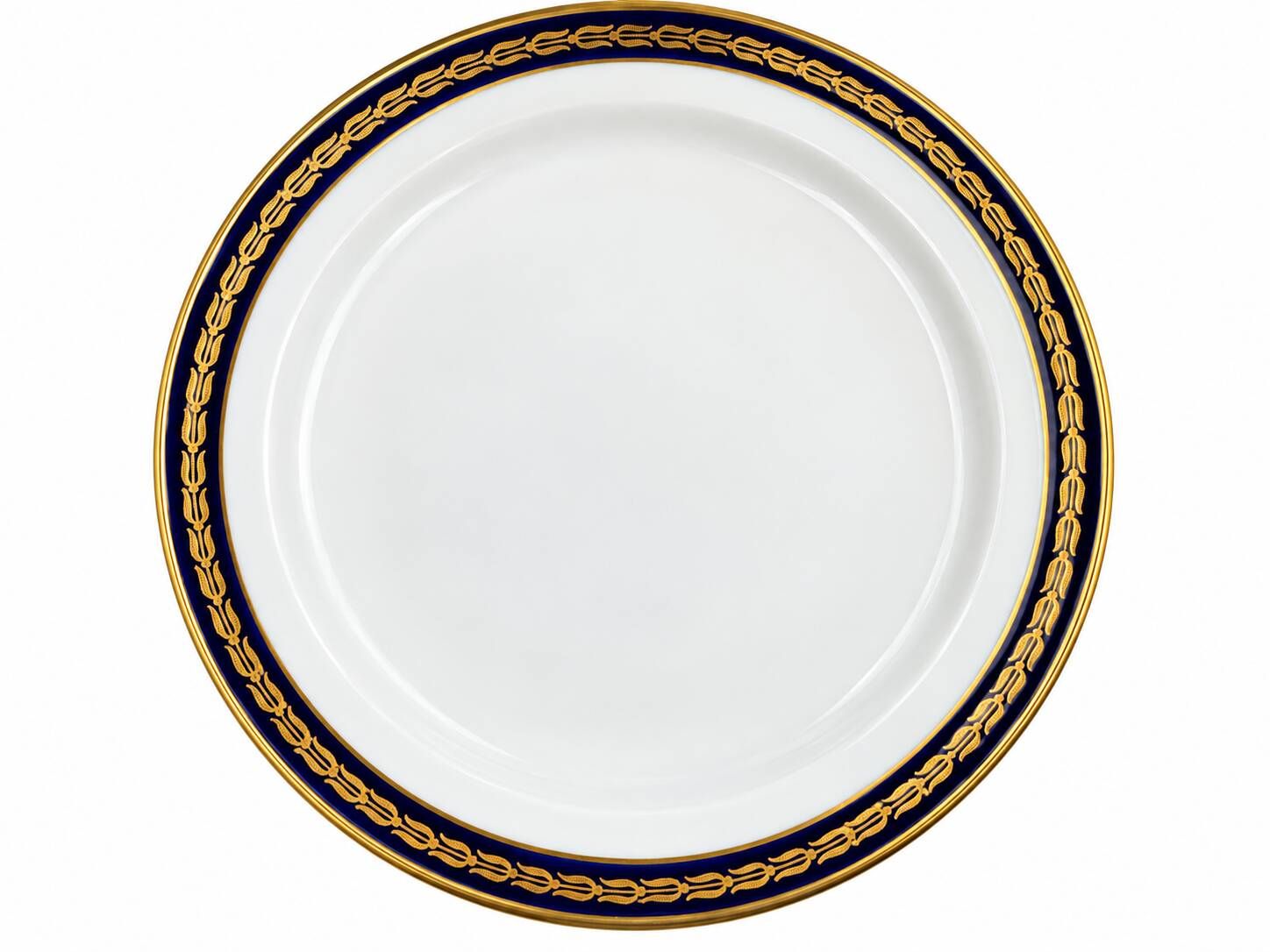 Saint-Amand Fribourg table service in midnight blue and gold, 45 pieces.
