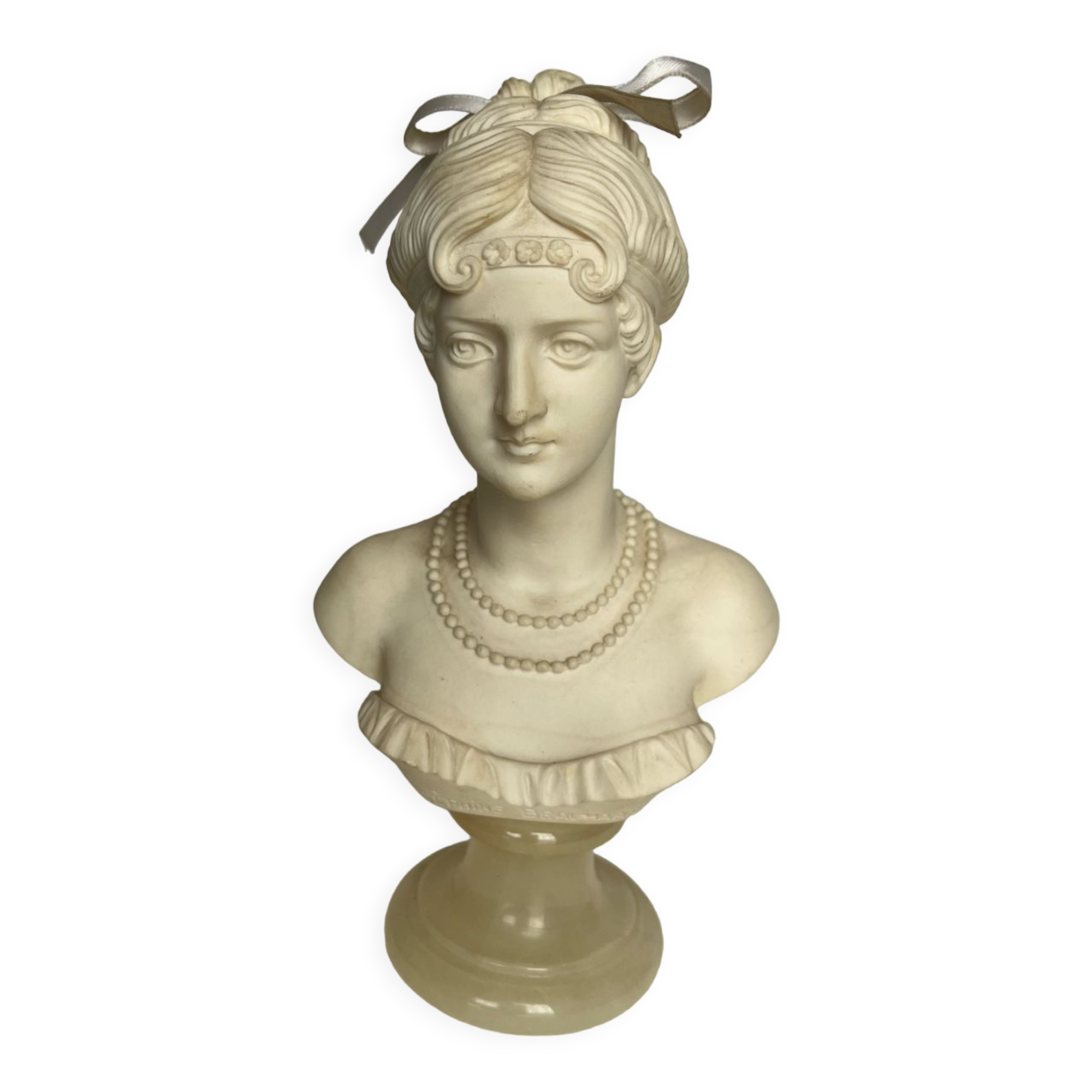 Bust of a woman in alabaster and onyx