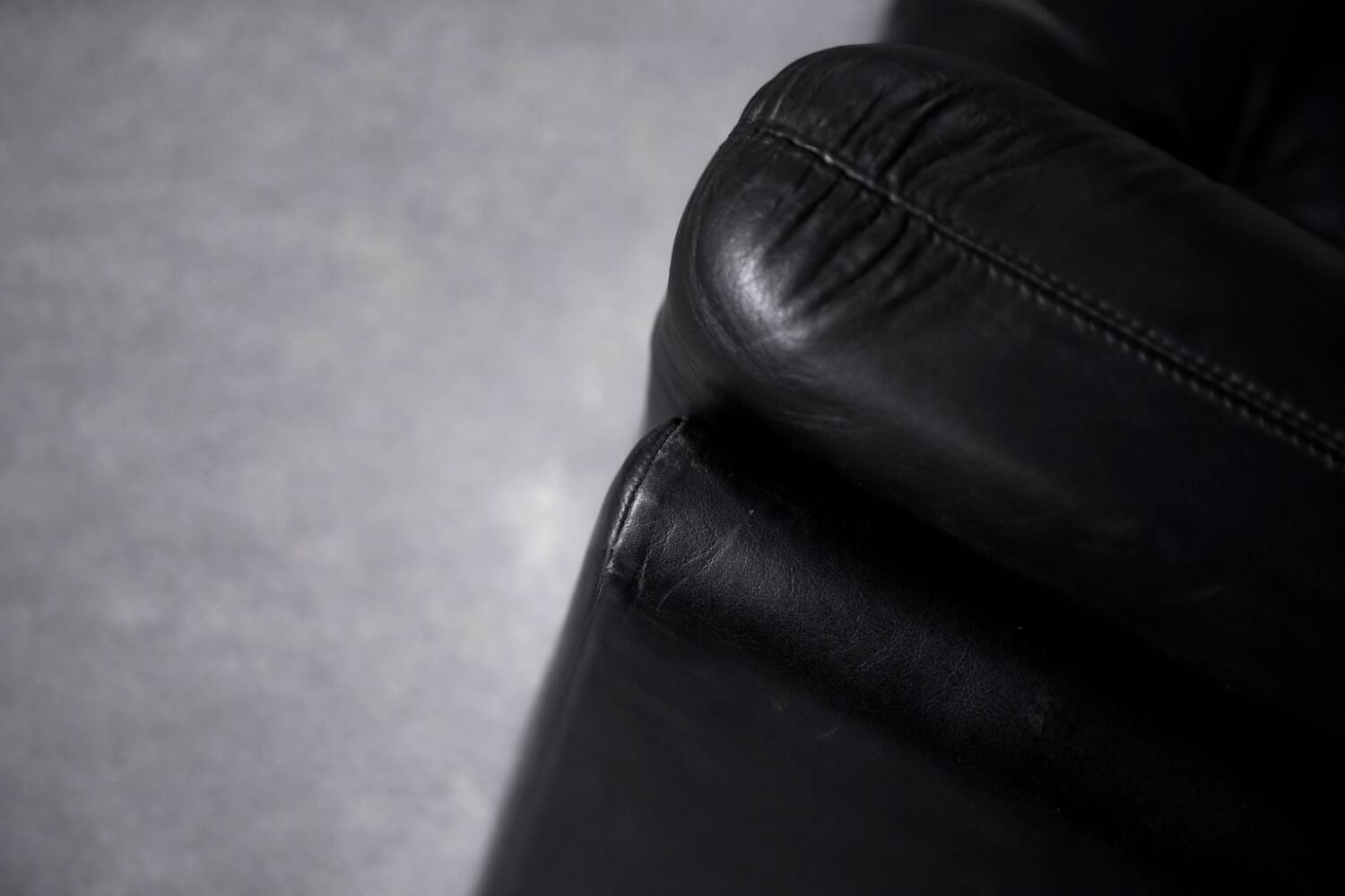 Vintage Mid-Century German Modern Minimalist Leather and Chrome Modular Sofa