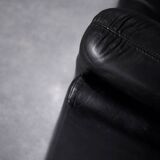 Vintage Mid-Century German Modern Minimalist Leather and Chrome Modular Sofa