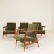 Ensemble de 4 Fauteuils Mid-Century Modern – Velours olive vert 