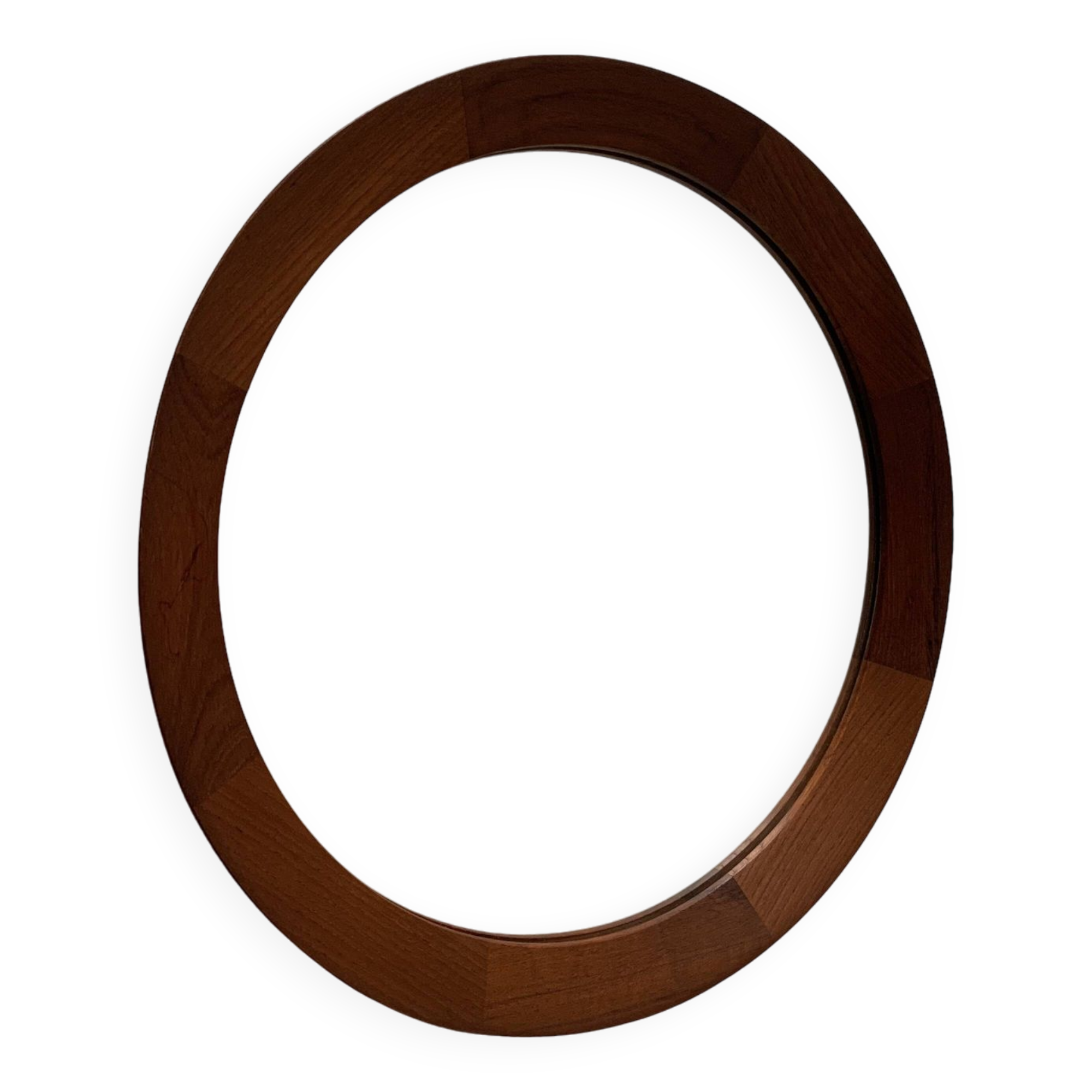 Scandinavian round teak mirror
