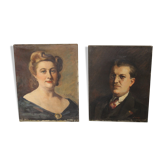 Paire de portraits de bourgeois belge par José Wolff (1885 - 1964)