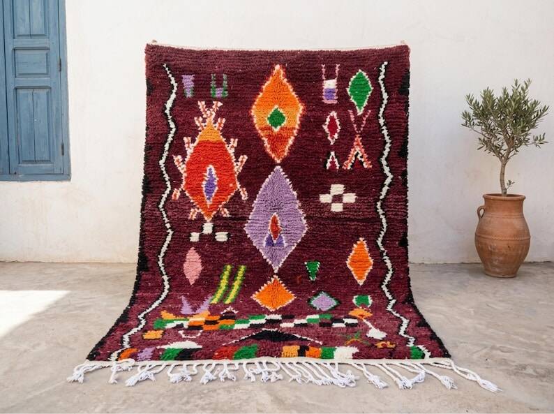 Burgundy Moroccan Berber rug 200cm x 300cm