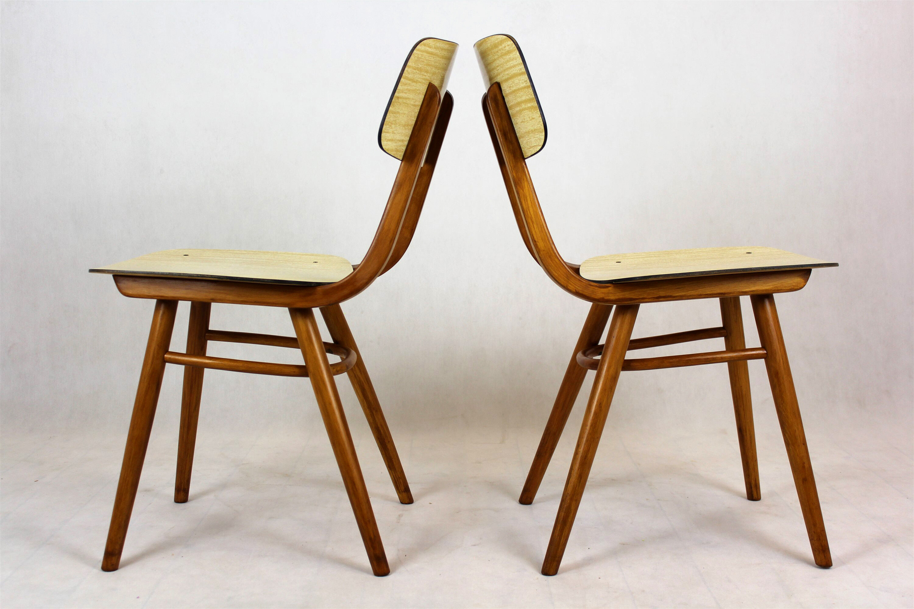Vintage Formica and Wood Chairs from TON, 1960s, Set of 2