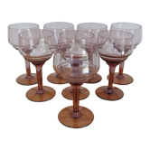 Lot 8 tinted blown glass wine glasses