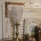 Lampe à poser pied bougeoir en laiton et tulipe Degué signée