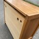 Glass-fronted Scandinavian oak sideboard from the 1980s.