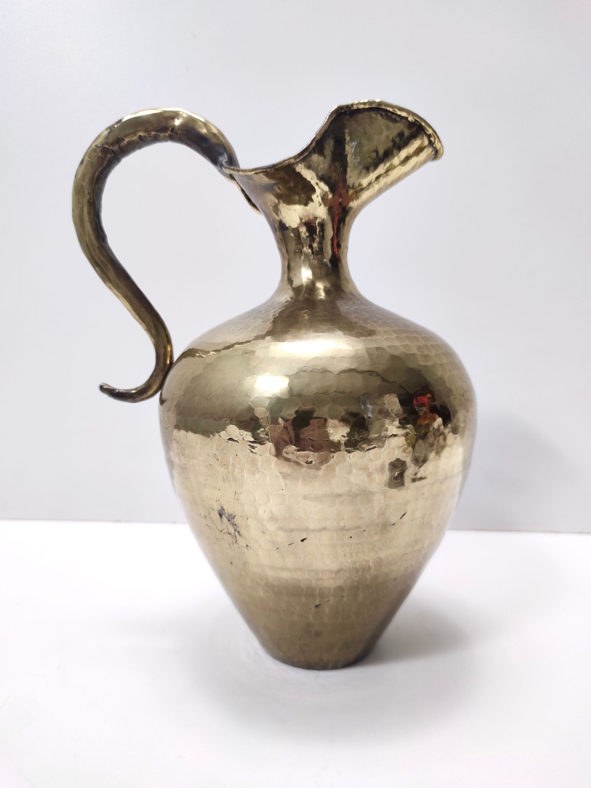 Vintage Embossed Copper and Brass Pitcher Vase by Egidio Casagrande, Italy