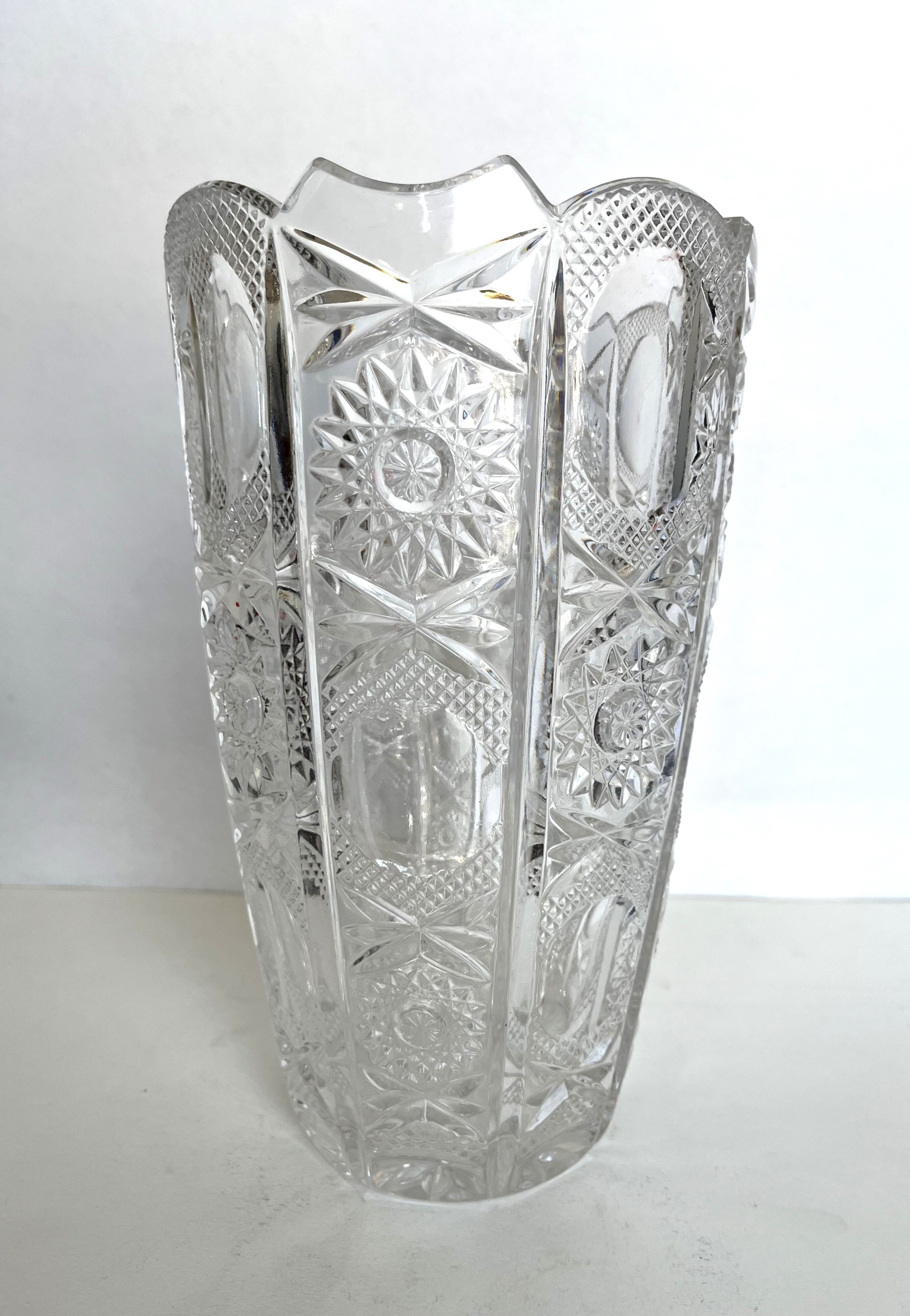 Carved crystal vase