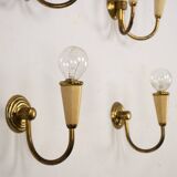 Set of four Mid-Century sconces in lacquer and brass. Italy 1950s
