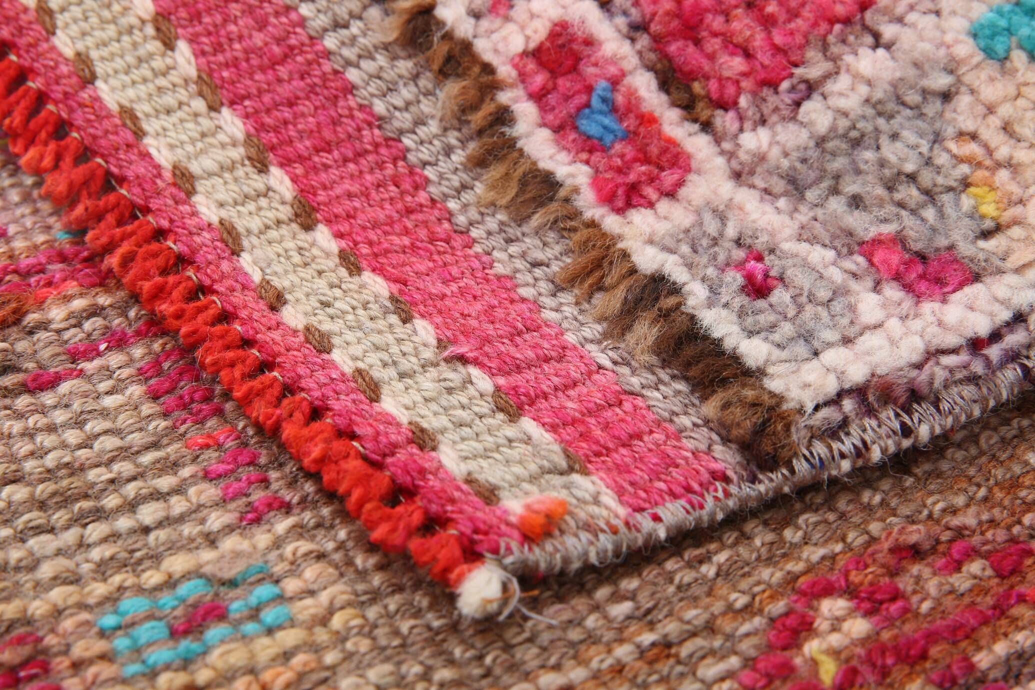 Raspberry Pink Tribal Vintage Runner Rug, Turkish Hallway Carpet,102x322 Cm