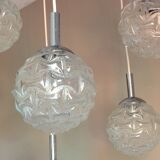 Suspension cascade with five globes and chrome metal / vintag years 60-70