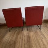 Pair of vintage burgundy red armchairs