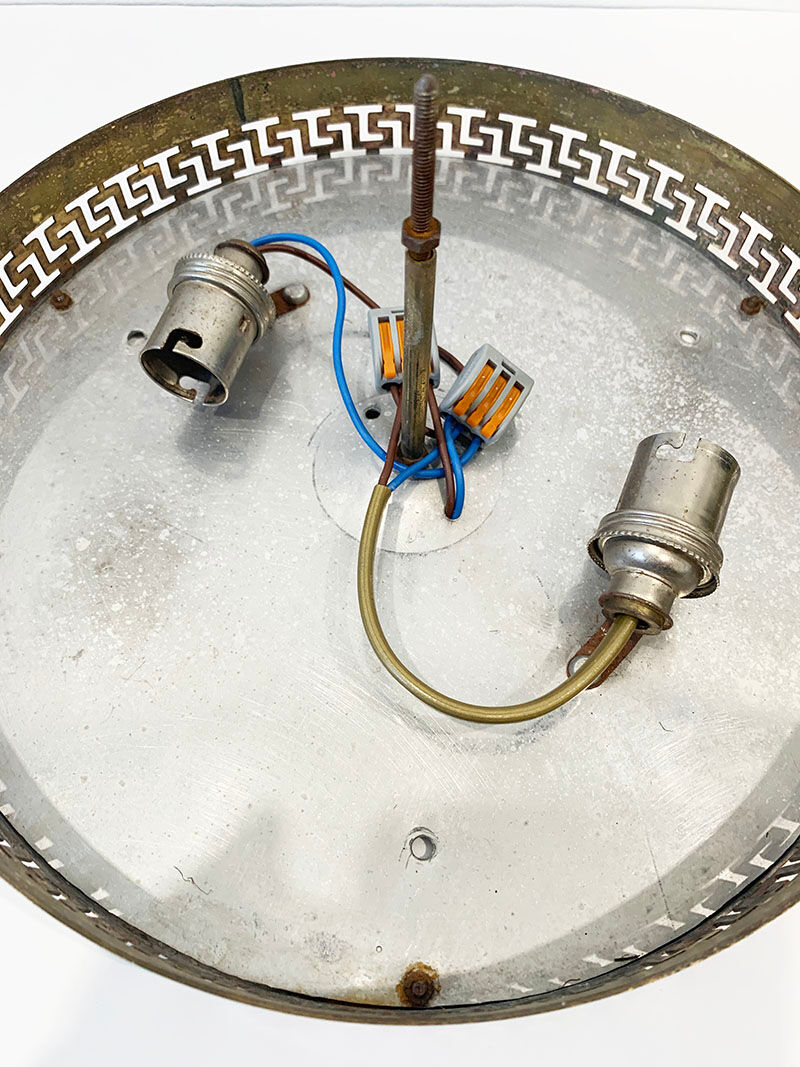 Ceiling lamp in glass and brass