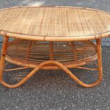 Rattan and wicker coffee table Italy 1960