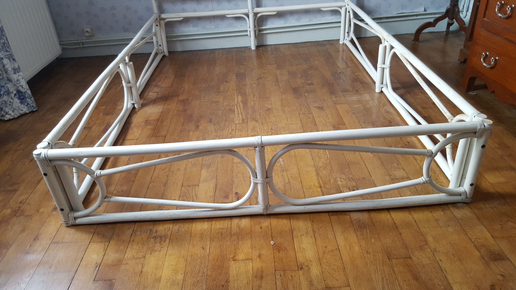 Rattan bed 2 seats vintage 70