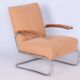 Bauhaus Armchair in Beech & Chrome attributed to Thonet, Czech, 1930s