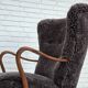 1960s, Danish armchair, reupholstered, genuine sheepskin.