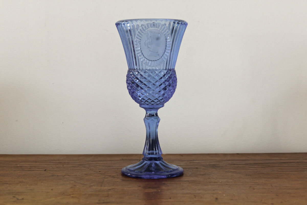 Blue molded pressed glass