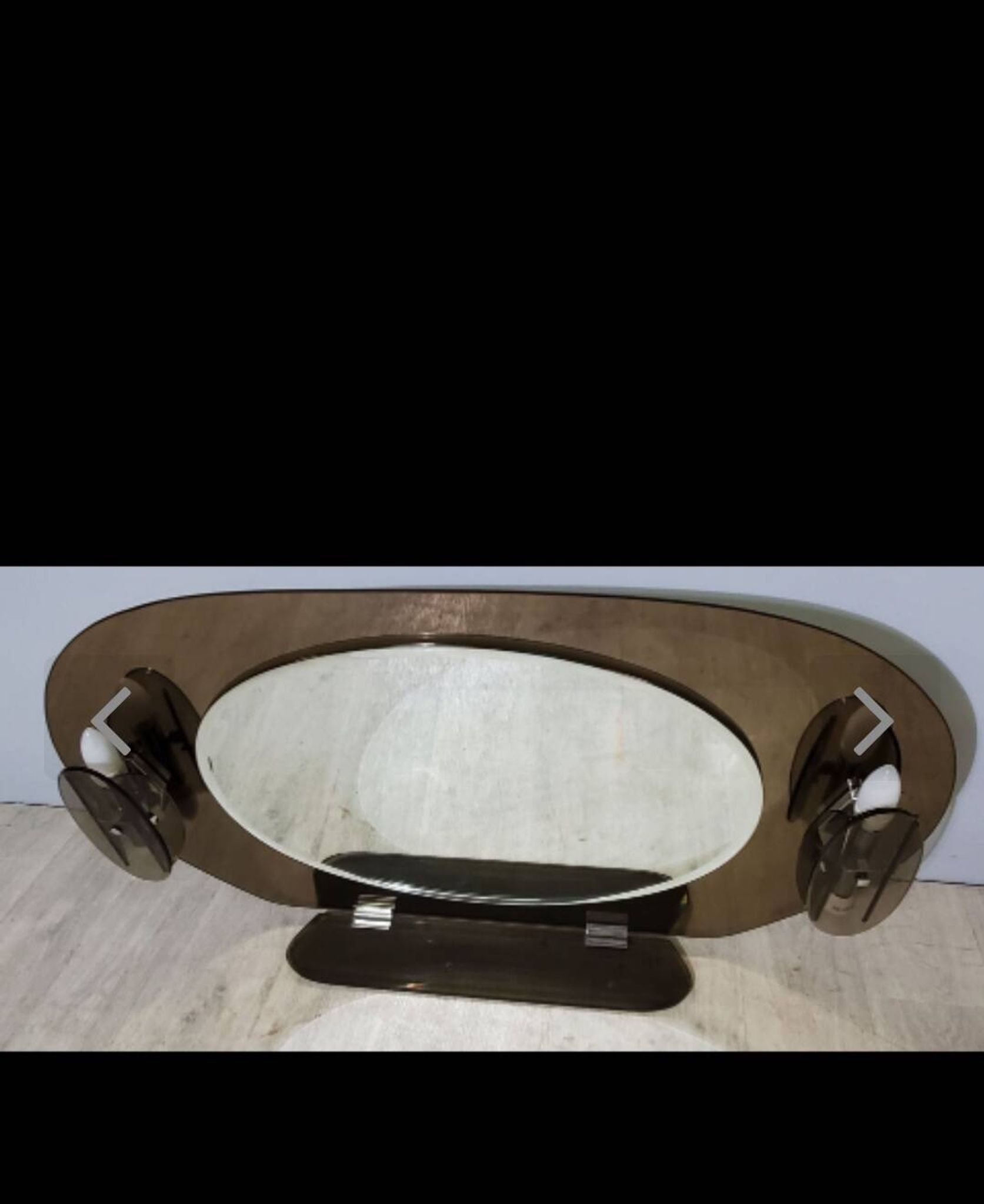 Lupi luxor oval mirror in smoked glass, 1960.70