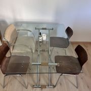 Grande table basse relevable / modulable « Up & Down » vintage – Design italien verre & chrome