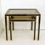 Pair of black & gold trundle tables 1970'