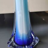 Vase Murano Calla. Forme.florale de Fleur d'Arum. Tons bleus. Haut 41 cm