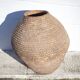 Old basket, burgundy XL straw and bramble, woven basket, interior decoration, pantry, cache