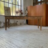 Farmhouse table pine multi-drawers