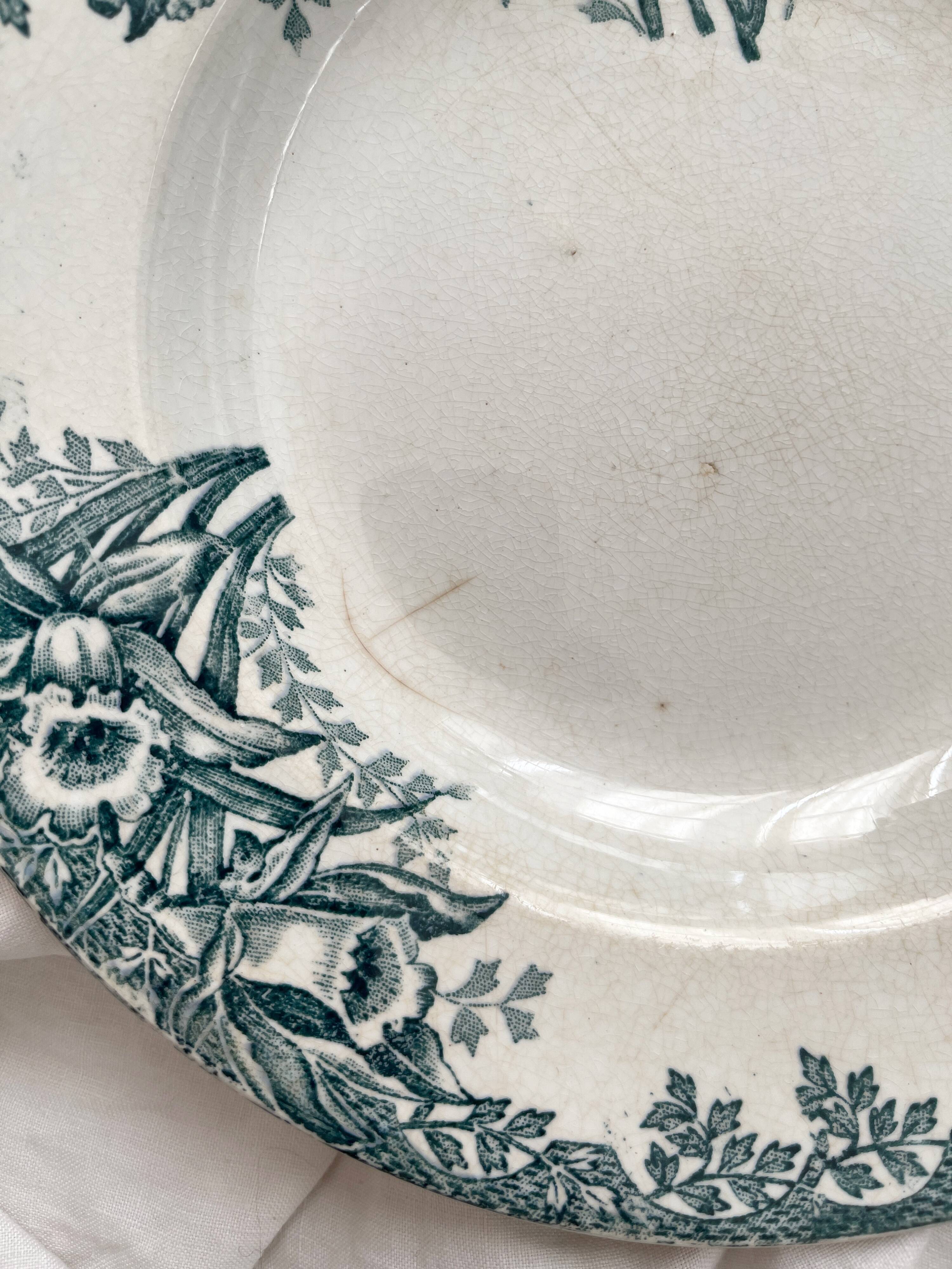 4 ironstone soup plates "Narcissus" Saint Amand A. Lebacqz & M. Bouchart